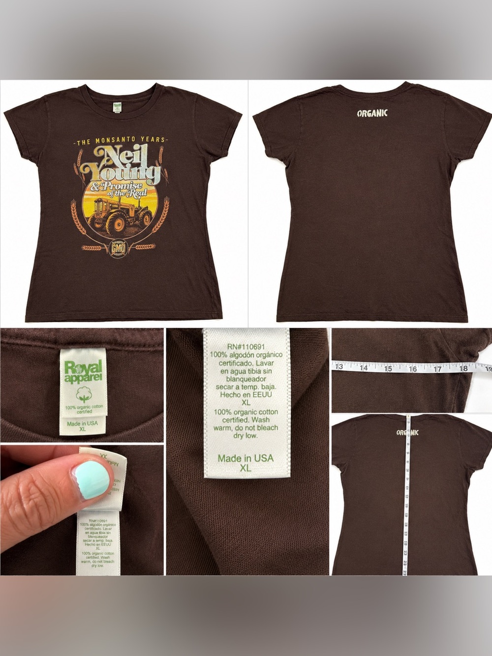 Neil Young The Monsanto Years Promise of the Real Graphic Tee USA Made Organic